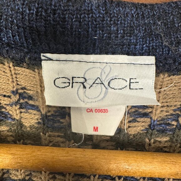 Vintage Nordic Knit Vest – Fair Isle Pattern, Earth Tone Scandinavian Sweater - Picture 5 of 7